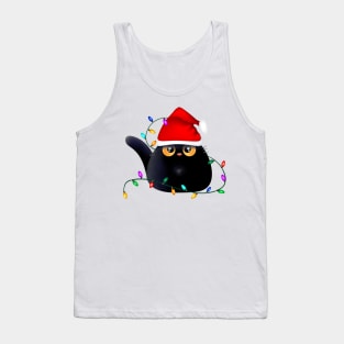 Christmas Black Cat with lights Tank Top